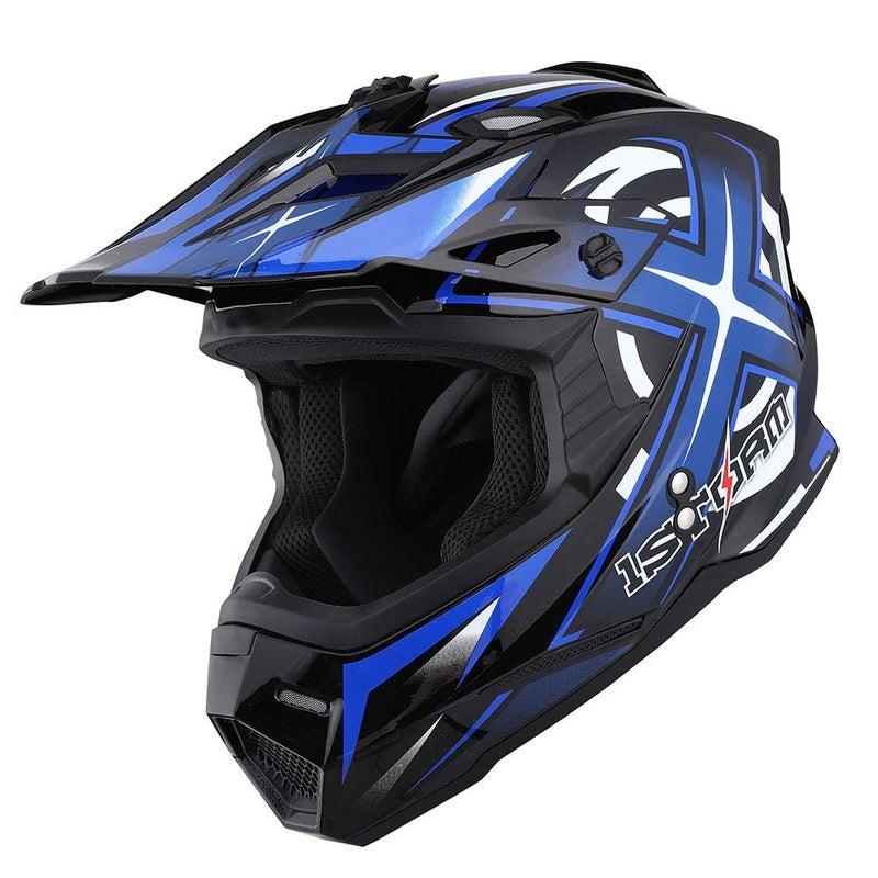 1Storm Adult Motocross Helmet BMX MX ATV Dirt Bike Four Wheeler Quad Motorcycle Full Face Helmet Racing Style: HF801 Sonic Blue - Image 2